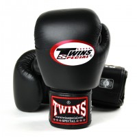 BGVL3 Twins Black Velcro Boxing Gloves