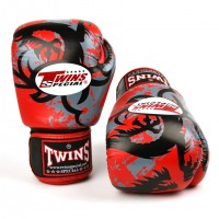 FBGVL3-36 Twins Red Tribal Dragon Boxing Gloves